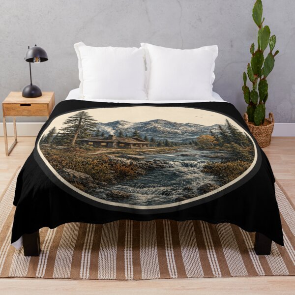 Item preview, Mountain Cabin | Vintage Engraving Graphic designed and sold by FadedFrequency.
