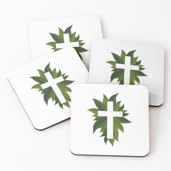 Item preview, Religious Cross and Green Leaves designed and sold by CHERRY--SHOP.