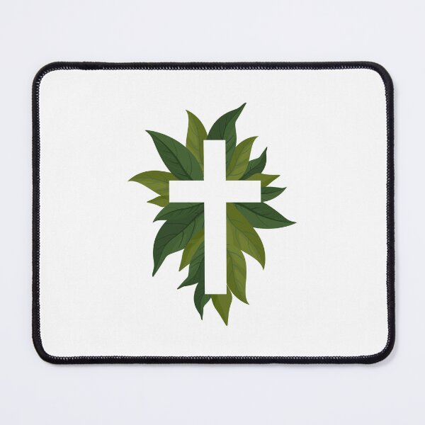 Item preview, Religious Cross and Green Leaves designed and sold by CHERRY--SHOP.