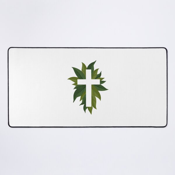 Item preview, Religious Cross and Green Leaves designed and sold by CHERRY--SHOP.