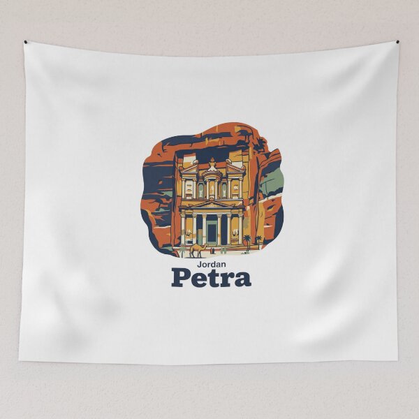Item preview, Petra Treasury Temple Bold Retro Graphic Travel Art designed and sold by Inkworksbyshery.