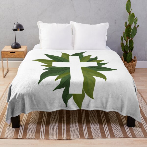 Item preview, Religious Cross and Green Leaves designed and sold by CHERRY--SHOP.