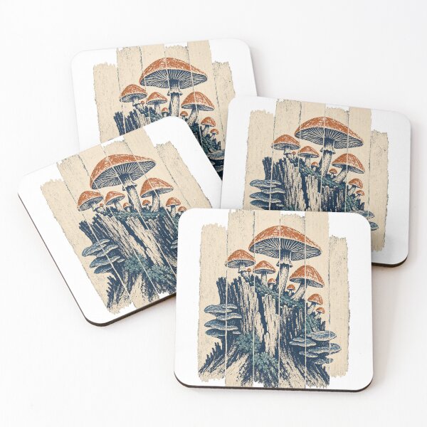Item preview, Cluster of Mushrooms on the Old Tree Stump Witchy Occult Art designed and sold by VisualArtsOasis.