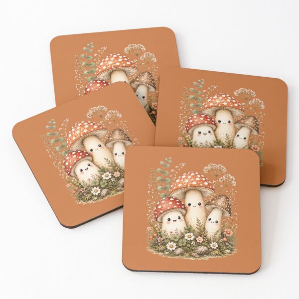 Item preview, Kawaii Mushroom Besties Illustration – Cute Spotted Cap Trio Design Art designed and sold by MagicMakerPh.