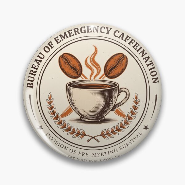 Item preview, Bureau of Emergency Caffeination - Funny Coffee Lover Badge designed and sold by HeeShirt.