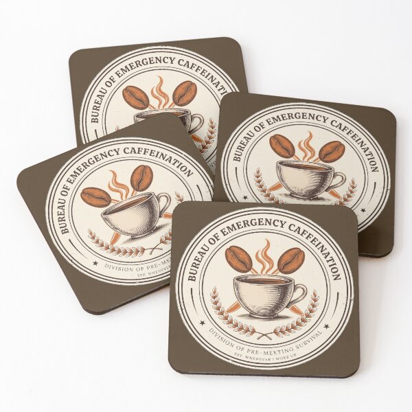 Item preview, Bureau of Emergency Caffeination - Funny Coffee Lover Badge designed and sold by HeeShirt.