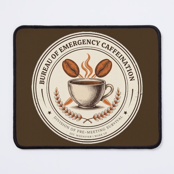 Item preview, Bureau of Emergency Caffeination - Funny Coffee Lover Badge designed and sold by HeeShirt.
