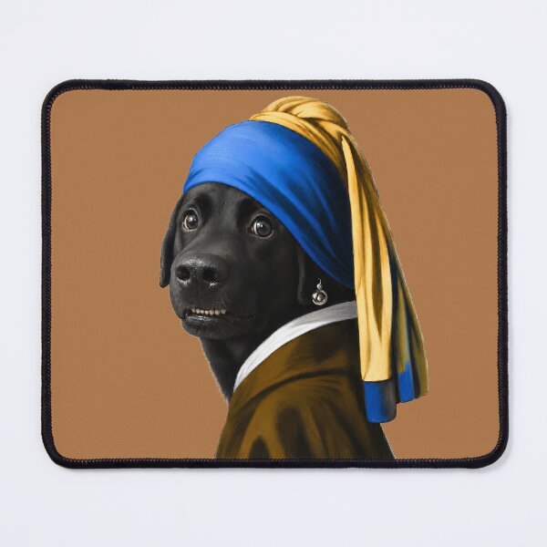 Item preview, Shy Black Labrador with a Pearl Earring designed and sold by AtlasMuseum.