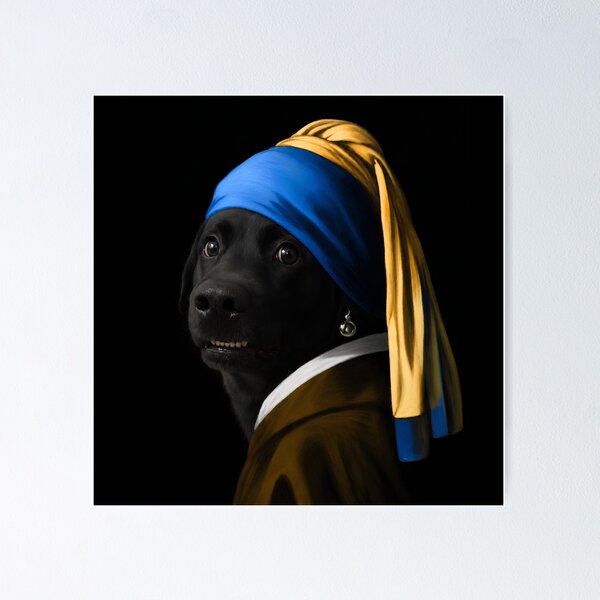 Item preview, Shy Black Labrador with a Pearl Earring designed and sold by AtlasMuseum.