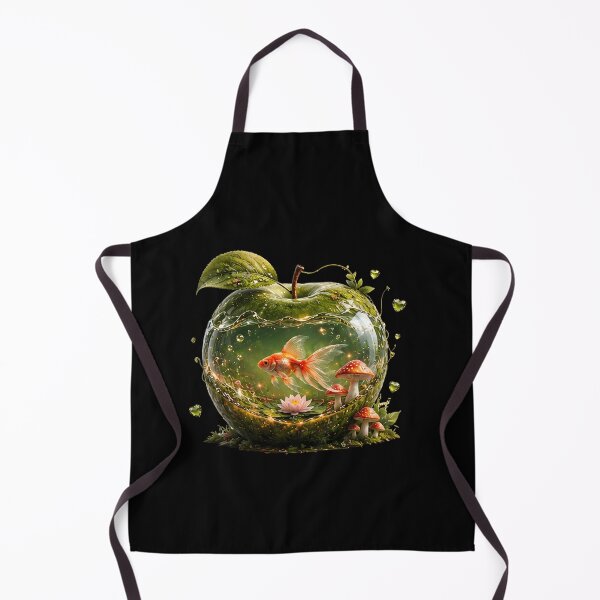 Item preview, Magical Green Apple Aquarium with Goldfish – Fantasy Fruit & Nature Art designed and sold by Masora.studio.