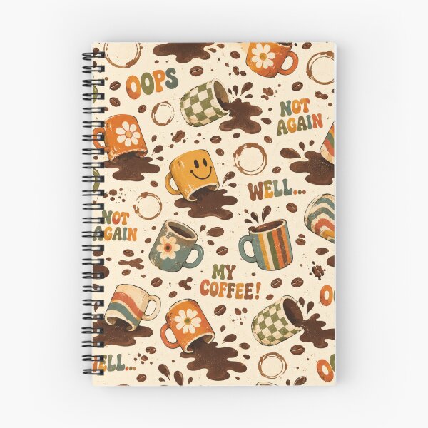 Item preview, Oops! Spilled Coffee – Funny Retro 70s Coffee Pattern designed and sold by Golden Era Studio.