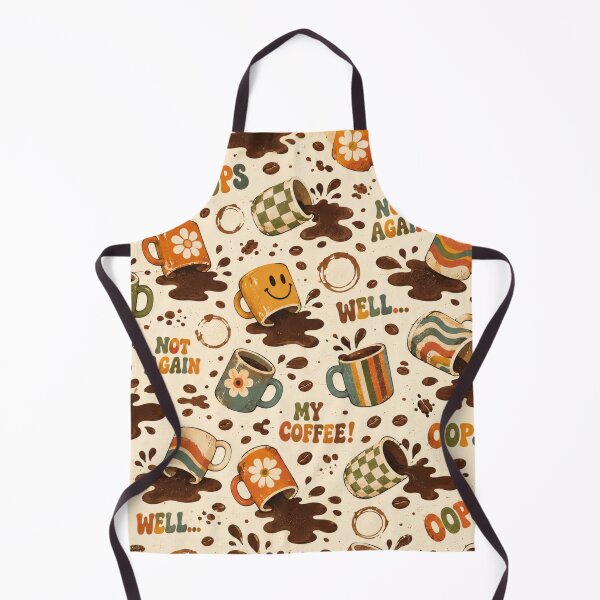 Item preview, Oops! Spilled Coffee – Funny Retro 70s Coffee Pattern designed and sold by Golden Era Studio.