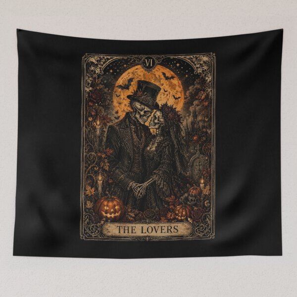 Item preview, The Lovers Halloween Tarot Card Skeleton Couple Gothic  designed and sold by Starry Night Creative Art.