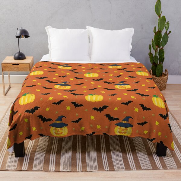 Item preview, Funny Halloween Pattern with Jack-o'-Lantern and Bats designed and sold by studiodrchicken.
