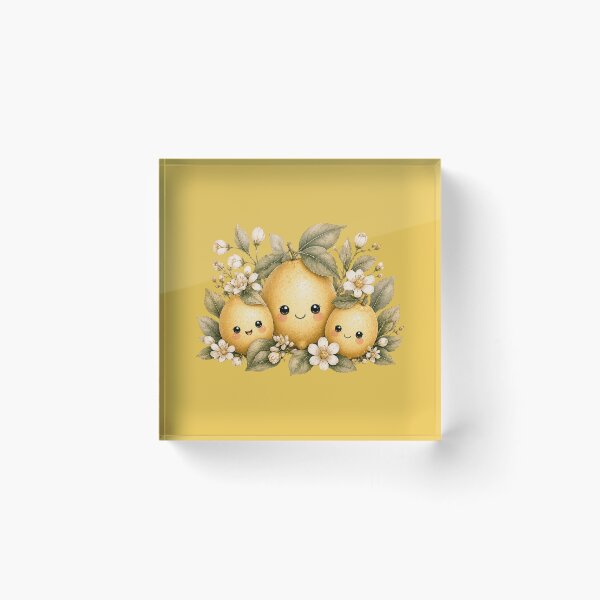 Item preview, Kawaii Lemon Family Illustration – Cute Citrus Trio Design Art designed and sold by MagicMakerPh.