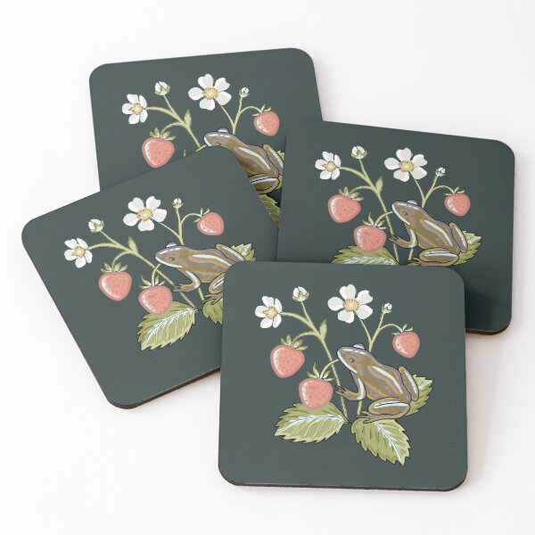 Item preview, Cottagecore Frog and Strawberry Illustration - Aesthetic Nature Art designed and sold by LeshanArt.