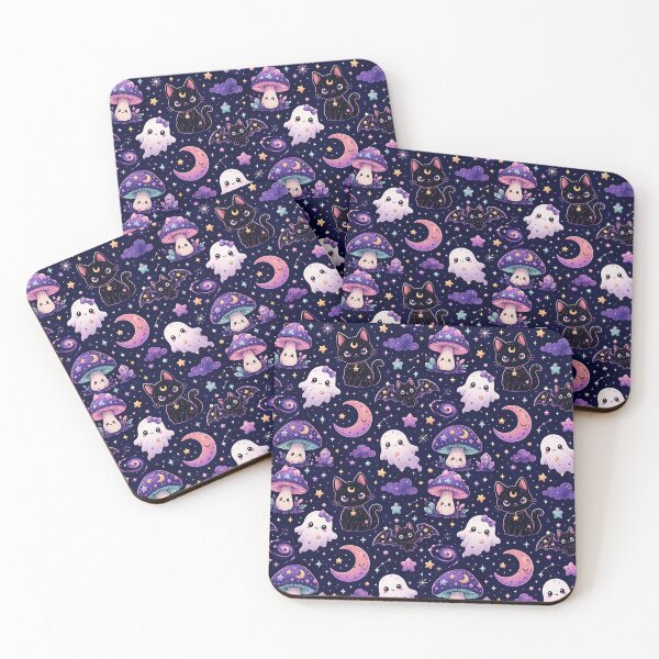 Item preview, Cute Cosmic Cats Spooky Celestial Pattern designed and sold by Thai Vibe Studio.