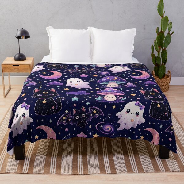 Item preview, Cute Cosmic Cats Spooky Celestial Pattern designed and sold by Thai Vibe Studio.