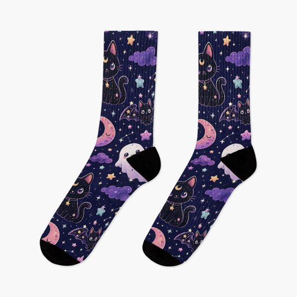 Item preview, Cute Cosmic Cats Spooky Celestial Pattern designed and sold by Thai Vibe Studio.