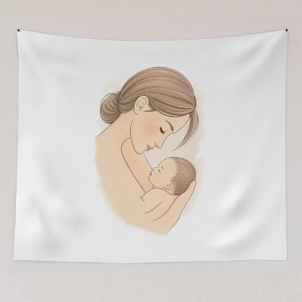 Item preview, Mother and Baby Love – Tender Motherhood Illustration designed and sold by Mido-artister.