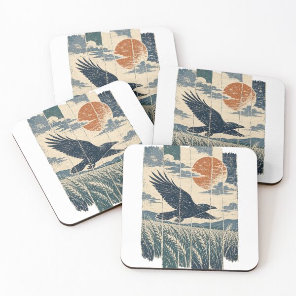 Item preview, Crow in the Moonlit Wheat Field Witchy Art designed and sold by VisualArtsOasis.