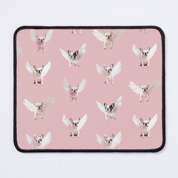 Item preview, Seamless Pattern with Flying French Bulldog on a Pale Pink Background. designed and sold by Soft Oddity.