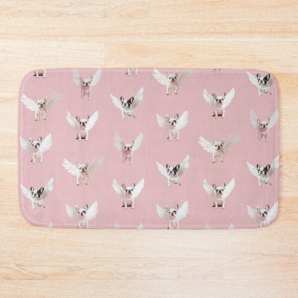 Item preview, Seamless Pattern with Flying French Bulldog on a Pale Pink Background. designed and sold by Soft Oddity.