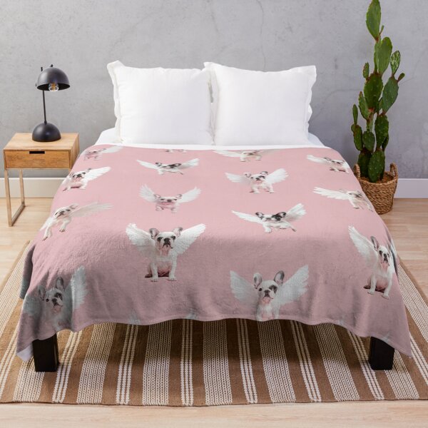 Item preview, Seamless Pattern with Flying French Bulldog on a Pale Pink Background. designed and sold by Soft Oddity.
