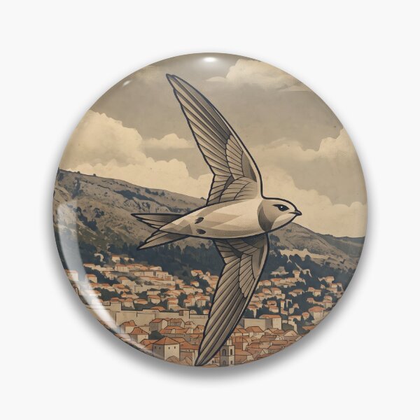 Item preview, DUBROVNIK Vintage Travel Illustration - Geometric Swift Gliding in a Medieval Citadel designed and sold by ZUMERI.
