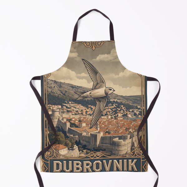 Item preview, DUBROVNIK Vintage Travel Illustration - Geometric Swift Gliding in a Medieval Citadel designed and sold by ZUMERI.