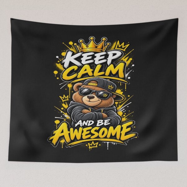 Item preview, Keep Clam and Be Awesome Funny Bear Motivational Design designed and sold by Jack W Art.