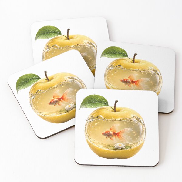 Item preview, Magical Golden Apple Aquarium with Goldfish – Fantasy Fruit Art designed and sold by Masora.studio.