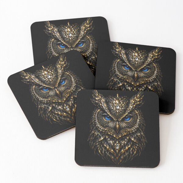 Item preview, Regal Owl Sovereign – Black & Gold Mystical Bird Art designed and sold by TheLumina.