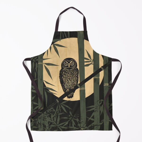 Item preview, Japanese Owl Bamboo Forest Moonlight Ukiyo-e Linocut Woodcut Art designed and sold by GrinGalore.