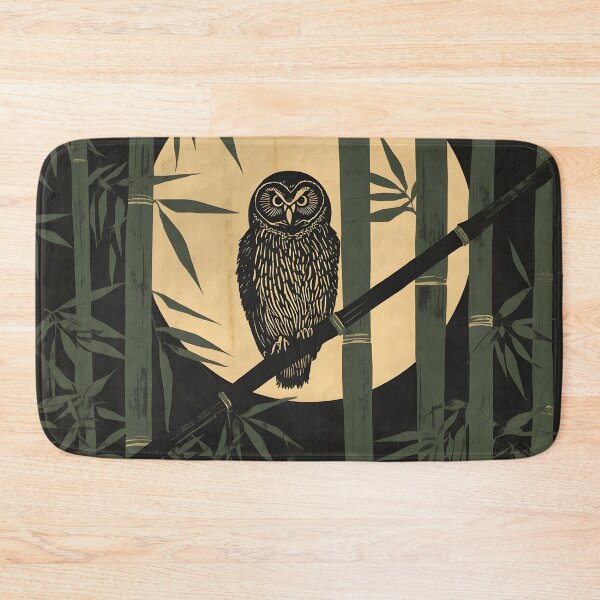 Item preview, Japanese Owl Bamboo Forest Moonlight Ukiyo-e Linocut Woodcut Art designed and sold by GrinGalore.