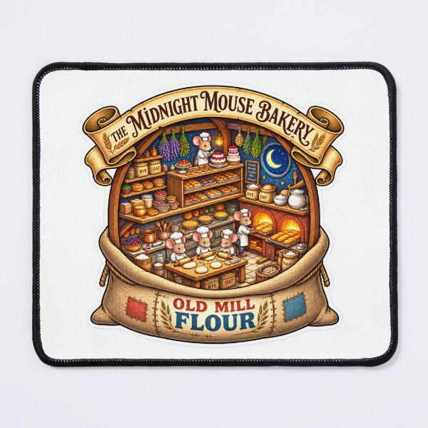 Item preview, Midnight Mouse Bakery | Cozy Woodland Bakery | Cute Baking Mice | Old Mill Flour designed and sold by MrDev.