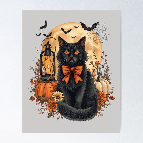 Item preview, SPOOKY BLACK CAT designed and sold by BKDIGITALSHOP.