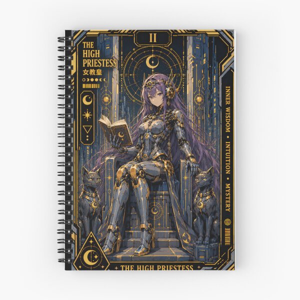 Item preview, The High Priestess Tarot Card – Cyberpunk Anime Mecha Girl designed and sold by Apocalyptic Art Studio.