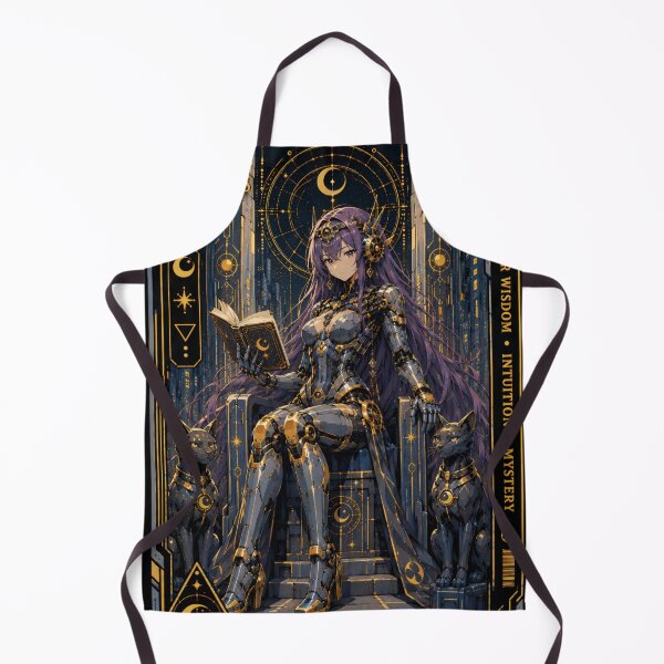 Item preview, The High Priestess Tarot Card – Cyberpunk Anime Mecha Girl designed and sold by Apocalyptic Art Studio.