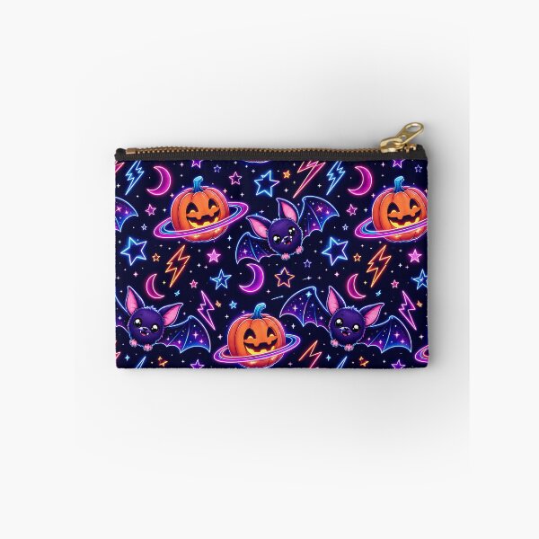 Item preview, Retro Neon Space Bat Pumpkin Night Pattern designed and sold by Thai Vibe Studio.