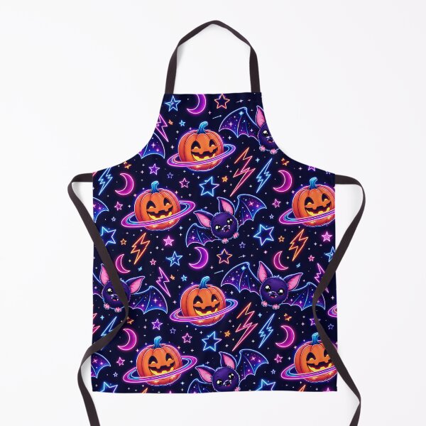 Item preview, Retro Neon Space Bat Pumpkin Night Pattern designed and sold by Thai Vibe Studio.