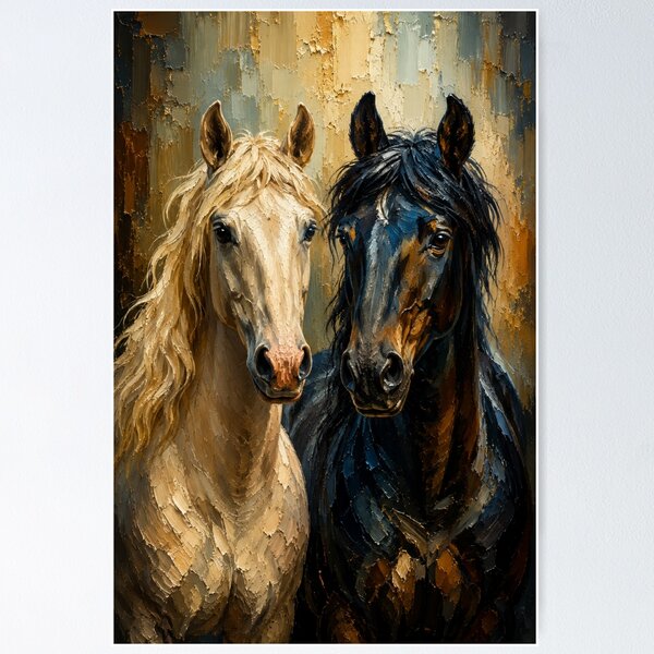 Item preview, Harmonious contrast of light and dark horses designed and sold by RawEdgeStudios.