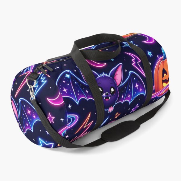 Item preview, Retro Neon Space Bat Pumpkin Night Pattern designed and sold by Thai Vibe Studio.