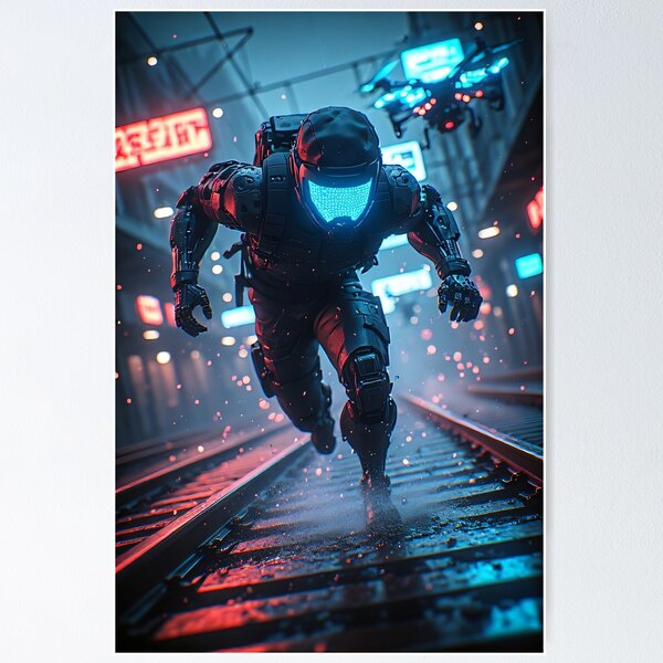 Item preview, An urban superhero hovers above train tracks. designed and sold by Mianku | Für das Leben.