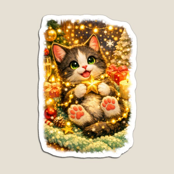 Item preview, Star Hug — Holiday Cat designed and sold by ANNART1602.