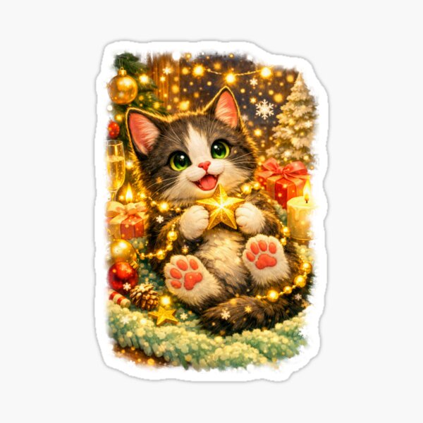 Item preview, Star Hug — Holiday Cat designed and sold by ANNART1602.