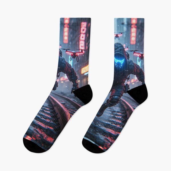 Item preview, Cyberpunk Runner in the neon lights of the city designed and sold by Mianku | Für das Leben.