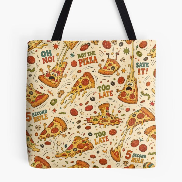 Item preview, Not the Pizza! – Funny Retro 70s Pizza Chaos Pattern designed and sold by Golden Era Studio.