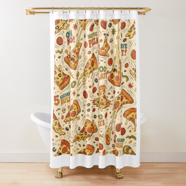 Item preview, Not the Pizza! – Funny Retro 70s Pizza Chaos Pattern designed and sold by Golden Era Studio.
