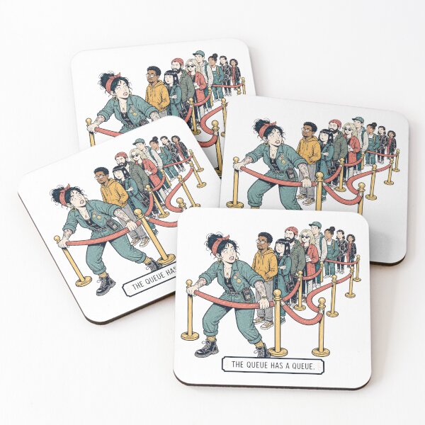 Artikelvorschau, Queue Sticker The Queue Has a Queue Funny Humor entworfen und verkauft von AzottoShop.